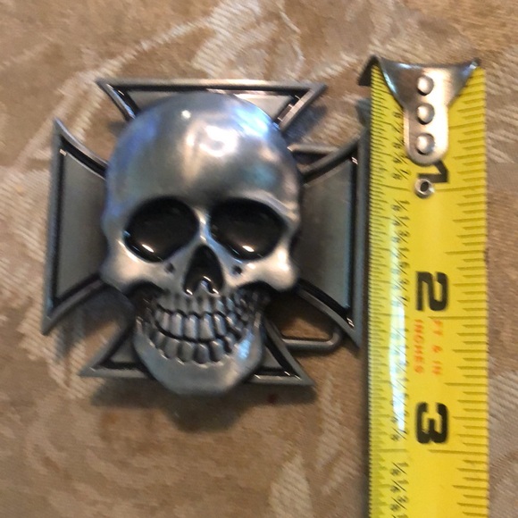 Iron Cross & skull WWII reproduction aluminum belt buckle 3” buckle Rage EUC - Picture 5 of 6